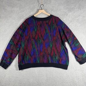 Vtg Loom Wear Knit Womens Coogi Style Abstract Sweater Multi-Color XL?